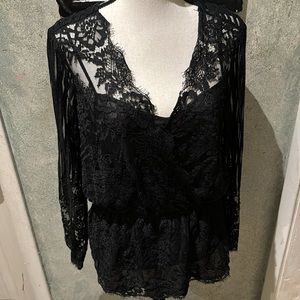 Express black lace long sleeve top